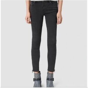 All Saints Mast skinny ankle zip jeans black size 25